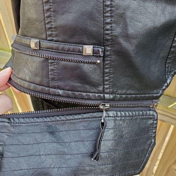 Black Faux Leather Moto Jacket - Picture 15 of 16